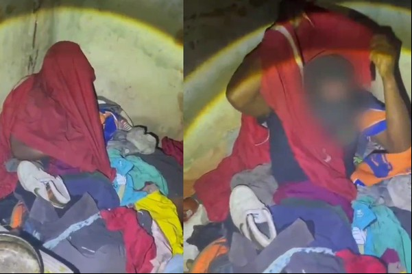 Vídeo mostra o momento em que a polícia descobre foragido se escondendo em monte de roupas