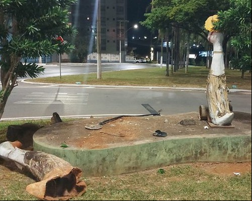 Homem é preso após destruir monumento dos Dois Patos em homenagem a Patos de Minas